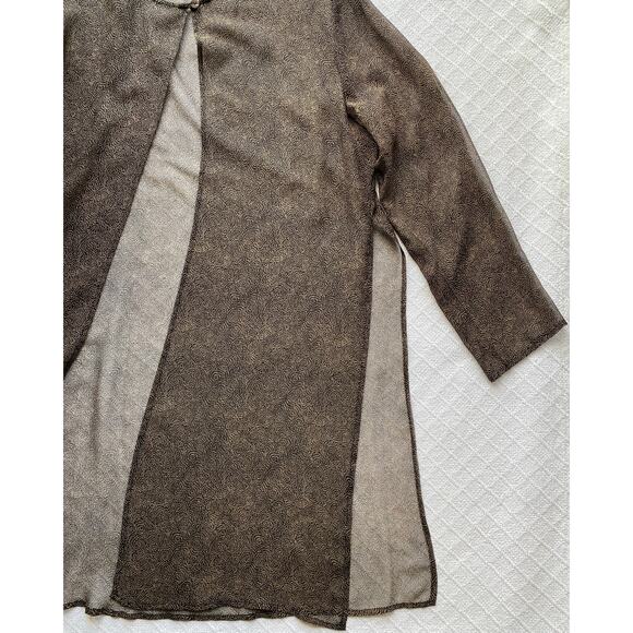 VTG Robbie Bee Silk Two-Piece Dress & Duster Set Black & Tan Knee Length Size 6 - Picture 5 of 14